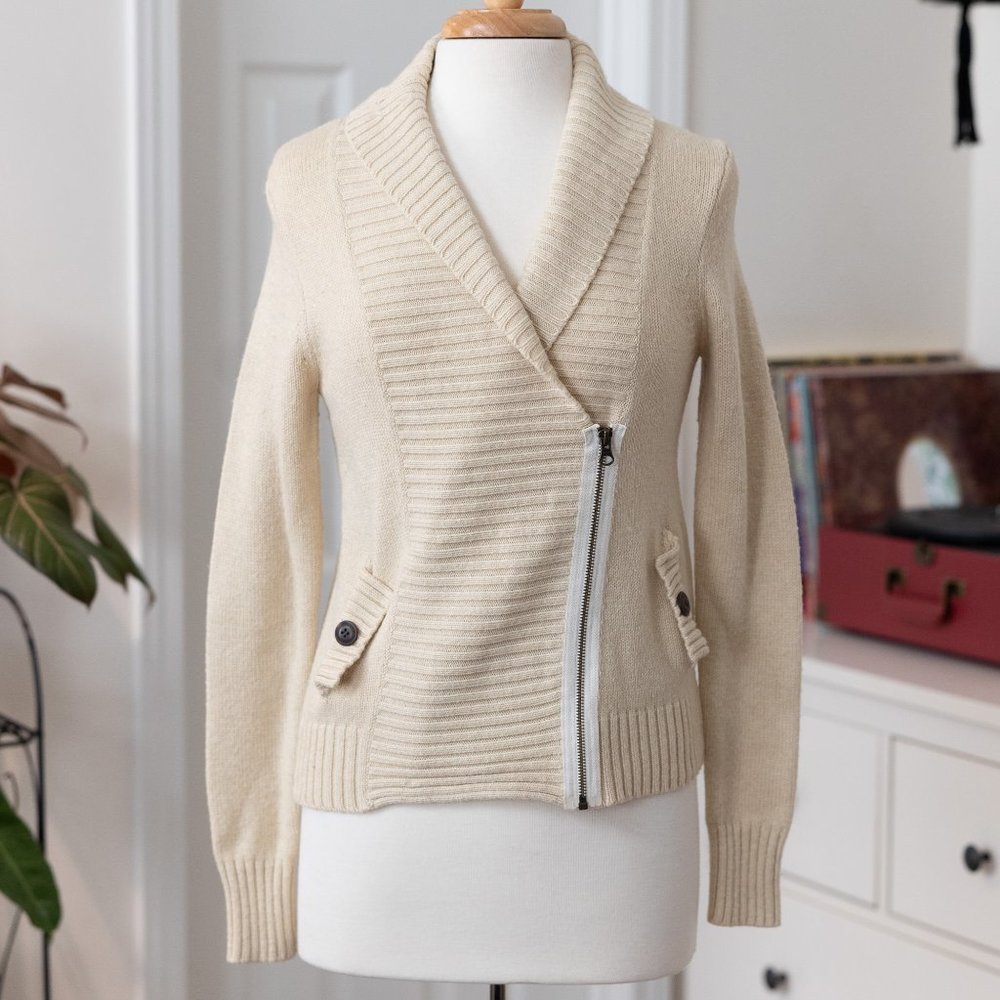 J. Crew Cream Tan Cardigan with Shawl Collar